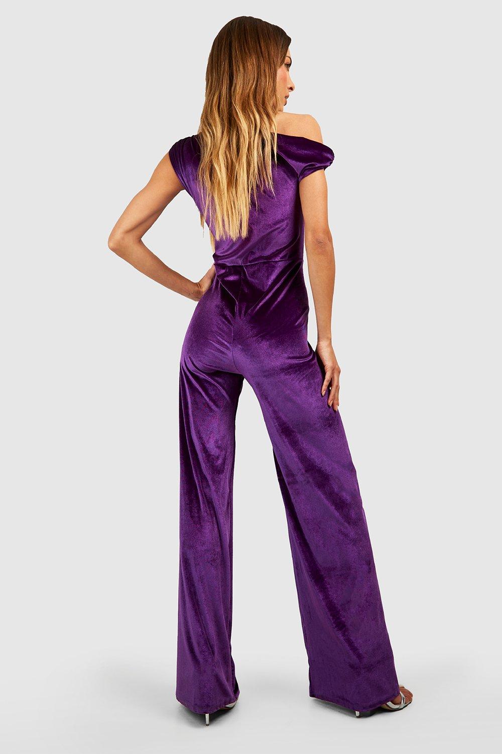 Purple store velvet jumpsuit